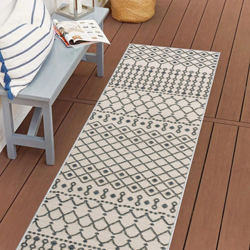Zana Modern Geometric Moroccan Reversible Machine-Washable Indoor/Outdoor Area Rug